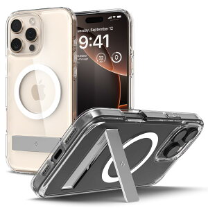 【送料無料】Spigen 【コンパクトなスタンド付き】iPhone 16 Pro ケース MagSafe対応 クリア スタンド付き 米軍MIL規格 ウルトラ・ハイブリッドS・マグフィット ACS08142 (クリスタル・クリア)