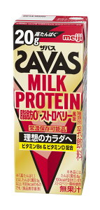 �y���������zSAVAS(�U�o�X) MILK PROTEIN ���b0 �X�g���x���[���� 200ml×24�{ ����ς�20g ���� �~���N�v���e�C��