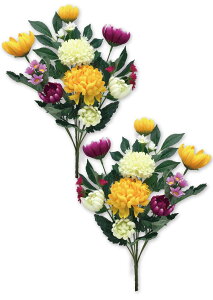 【送料無料】【 2025年 mamawreath 仏花 造花 】お墓 お供え 花 2束組 造花 墓花 長持ち お墓参り お彼岸 アーティフィシャルフラワー C(約 高42×幅36×奥9cm) (FP-1048(ヤマト仏花ブッシュL))