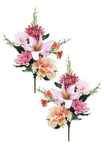 【送料無料】【 造花 お墓用 mamawreath 洋花カラーデザイン 】 仏花 お供え花 お墓参り 墓花 お墓用 お彼岸 お盆 菊 小菊 マム 百合 リリー 造花 2束セット 一対 くすみカラー ペールカラー 左右
