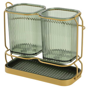 【送料無料】AllBright 箸立て カトラリースタンド 水切り ダブル 透明 卓上 おしゃれ 食器収納 箸 フォーク スプーン