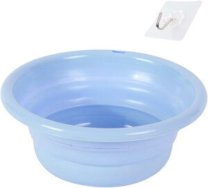 【送料無料】AllBright 折り畳み洗面器 洗い桶 折り畳みバケツ たらい 洗濯 風呂 キャンプ 足浴 掃除 シリコン (ブルー, 小サイズ)