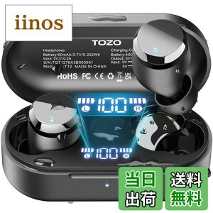 【送料無料】TOZO T12 ワイヤレスイヤホン 2025 極上の音体験 迫力かつ繊細な音 LEDディスプレイ電池残量表示 防水性能 ENCノイズキャンセリング カスタムEQ 専用アプリ対応 タッチ制御 最大約55