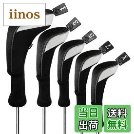 【送料無料】Andux ゴルフ ウッドドライバー ヘッドカバーロングネック 5個セット 460cc対応 MT/MG34 (ブラック)