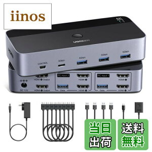 yzUGREEN HDMI KVMؑ֊ 4K@60Hz 2j^2Rs[^A22o̓XCb`A 4USB 3.0|[ĝ2̃Rs[^2j^/L[{[h/}EX/v^L HDMIP[u4{AU