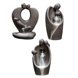 Adorable Backflow Burner Waterfall Holder Couple Sculpture Ornament Sand Craft Censer ɓKp Office Meditation Home Yoga