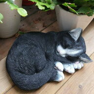家の装飾的な収集品のためのシミュレーション眠っている猫の像の芸術工芸品 , ブラック