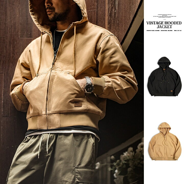 楽天市場】秋冬 VINTAGE HOODED JACKET J130 ヴィンテージ フード付き 