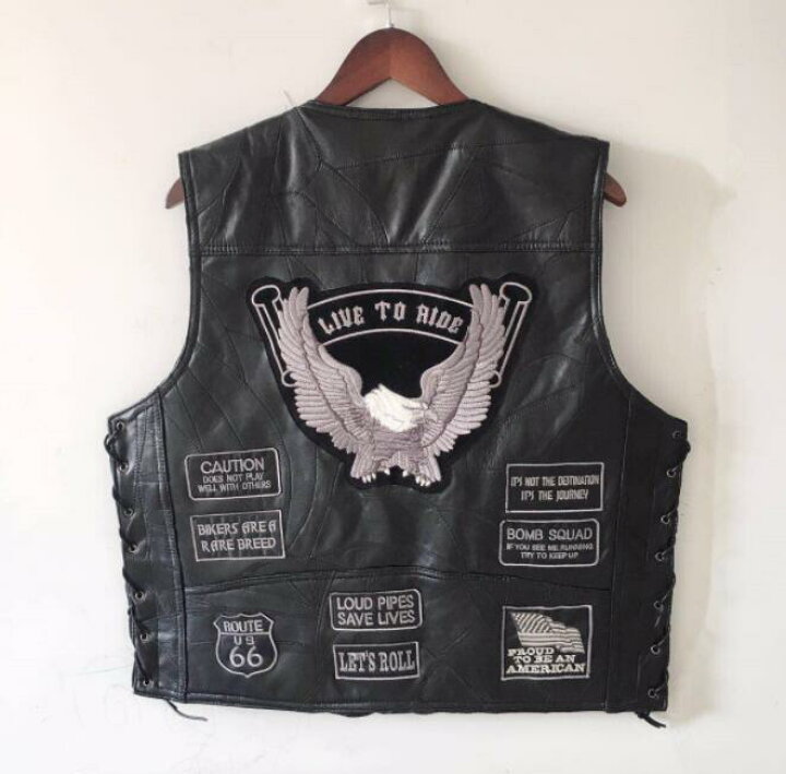 楽天市場】レザーベスト ベスト 羊革 シープスキン 機関車 刺繍バイク 