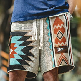 ハーフパンツ 大人 メンズ ショートパンツ 　Navajo Totem Shorts おしゃれ 短パン 夏服 チノ ウエストゴム