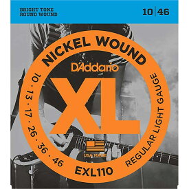 D’Addario XL Nickel Electric Guitar Strings EXL110 (Regular Light/10-46)