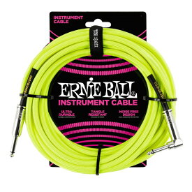 ERNIE BALL #6057 BRAIDED INSTRUMENT CABLE STRAIGHT/ANGLE 25FT (NEON YELLOW)【在庫処分特価】