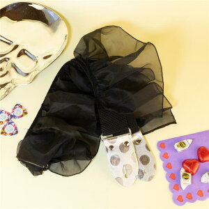 ���t�����M�^�[�X�g���b�v.(dot)�bSilver Polka Dot Ruffle Guitar Strap (Black) tsundrum_chan (�V�i)