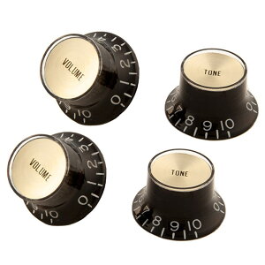 Top Hat Knobs with Inserts 4 pack (Black/Gold Metal Insert) [PRMK-020] Gibson (Vi)