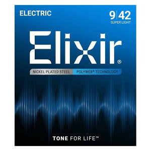 Electric Nickel Plated Steel with POLYWEB Coating #12000 (Super Light/09-42) ELIXIR (Vi)