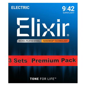 Electric Nickel Plated Steel with NANOWEB Coating 3SET PACK #12002 (Super Light/09-42) ELIXIR (Vi)
