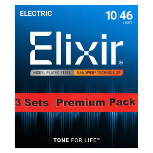 Electric Nickel Plated Steel with NANOWEB Coating 3SET PACK #12052 (Light/10-46) ELIXIR (Vi)