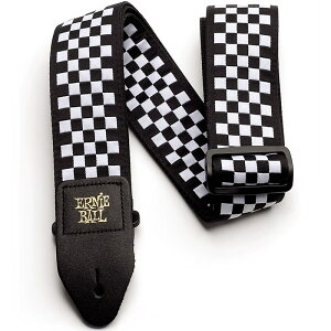 Black and White Checkered Jacquard Guitar Strap [#P04149] ERNIE BALL (Vi)