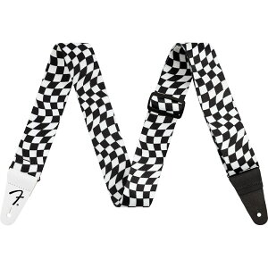 yNX}XZ[z Wavy Checkerboard Polyester Strap (Black/White) [0990637288] Fender USA (Vi)