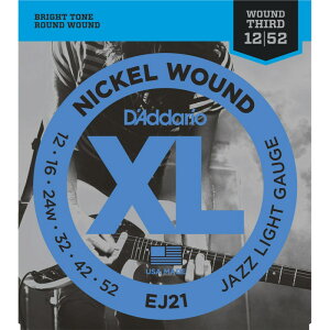 XL Nickel Electric Guitar Strings EJ21 (Jazz Light/12-52) DfAddario (Vi)