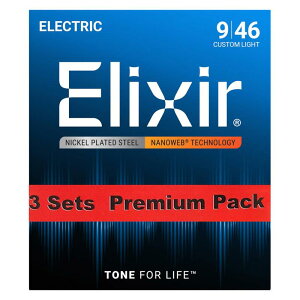 Electric Nickel Plated Steel with NANOWEB Coating 3SET PACK #12027 (Custom Light/09-46) ELIXIR (新品)