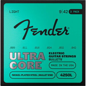 ULTRACORE ELECTRIC GUITAR STRINGS NICKEL PLATED STEEL BULLET END (4250L/9-42) 3 PACK (#0733250603) Fender USA (�V�i)