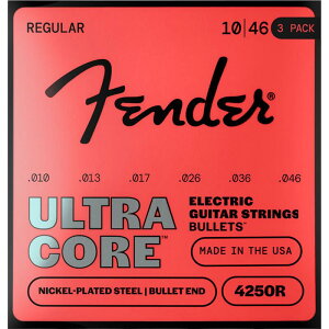 ULTRACORE ELECTRIC GUITAR STRINGS NICKEL PLATED STEEL BULLET END (4250R/10-46) 3 PACK (#0733250606) Fender USA (�V�i)