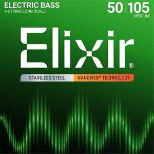 Stainless Steel Bass Strings with ultra-thin NANOWEB Coating (Midium/Long 050-105) #14702 ELIXIR (�V�i)