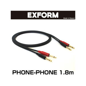 STUDIO TWIN CABLE 2PP-1.8M-BLK (PHONE-PHONE 1yA) 1.8m EXFORM (Vi)