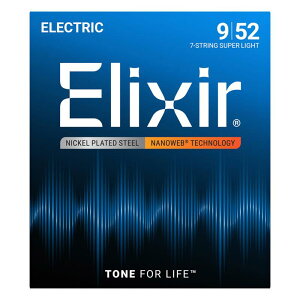 Electric Nickel Plated Steel with NANOWEB Coating #12007 (7-string Super Light/09-52) ELIXIR (Vi)