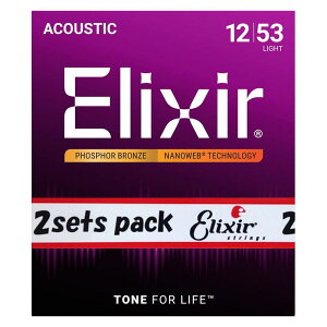 Acoustic Phosphor Bronze with NANOWEB Coating 2SET PACK #16052 (Light/12-53) ELIXIR (Vi)