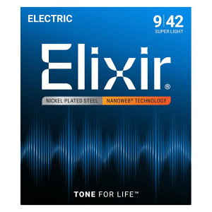 Electric Nickel Plated Steel with NANOWEB Coating #12002 (Super Light/09-42) ELIXIR (Vi)