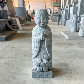 【現品限り】お地蔵様、丸彫り地蔵（大）、台石付き、水子供養、親しみやすいお顔のこけし型お地蔵様、御影石製
