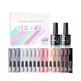 Gellen ジェルネイル カラージェル 16色セット UV/LED対応 ポリッシュタイプ ベーストップ付き