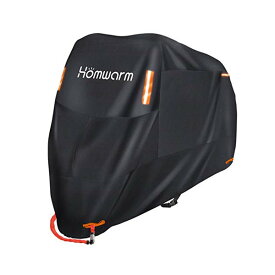 Homwarm バイクカバー 高品質 300D厚手 防水 紫外線防止 盗難防止 収納バッグ付き (XXL, ブラック)