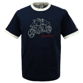 30％OFF 2023春夏 シナコバ 2人乗り自転車 バイカラー半袖丸首Tシャツ (紺) (M)(L)(LL) TS*0123120520290【24/1/25】【クレリック】【プリントTシャツ】【コットン】【天竺】【SINA COVA】【あす楽対応】【sinacova】 シナコバ　ショップ【ギフト包装無料】