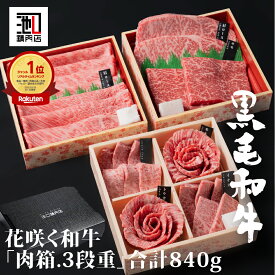 （ 早得 11月はポイント2倍 ）肉 ギフト 肉おせち お歳暮 冬ギフト プレゼント 肉職人が選ぶ和牛！近江牛・宮崎牛・厳選和牛食べ比べ計840gを詰合せ「肉箱.3段重」 御礼 御中元 御歳暮 御祝 内祝 御中元 送料無料
