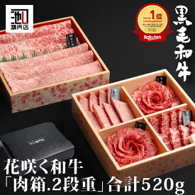 お歳暮 肉ギフト 肉おせち お歳暮 誕生日 近江牛・宮崎牛・厳選和牛食べ比べ計520gを詰合せ「肉箱2段重」 御礼 御中元 御祝 内祝 送料無料 お中元 父の日