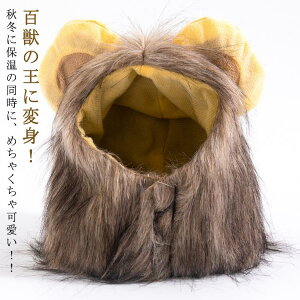ライオン 旅行 ハロウィン 犬服 猫 犬 コスプレ コスチューム ねこのかぶりもの ヘッドカバー ペット 帽子 猫帽子 ドッグウェア 耳付き 着脱簡単 可愛い 散歩 小型犬 写真 ペット帽子 冬 ネコ