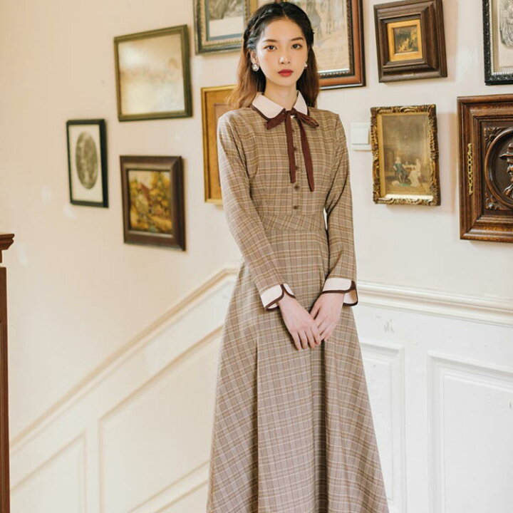 美品 チェックロングワンピース 極美品！JUSGLITTYチェック柄ロング  