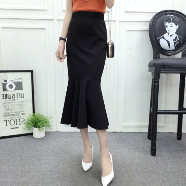 楽天市場 Xs 4xlサイズ フリルロングスカート スカート 秋冬 ロングスカート フリル裾 ハイウエストスカート フリルスカート ロング タイト 通勤 無地 大きサイズ送料無料 Ikeike0チェスト