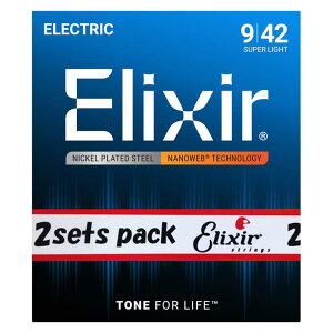 ELIXIR Electric Nickel Plated Steel with NANOWEB Coating 2SET PACK #12002 (Super Light/09-42)