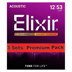 ELIXIR Acoustic 80/20 Bronze with NANOWEB Coating 3SET PACK #11052 (Light/12-53)