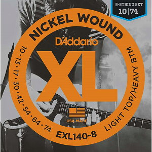D�fAddario XL Nickel Electric Guitar Strings EXL140-8 (Light Top�C Heavy Bottom 8-String/10-74)