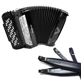 Roland 【数量限定・高品質なイタリア製ショルダーストラッププレゼント！】ローランド ボタン式 Vアコーディオン 電子 クロマチックアコーディオン 大型 FR-8XB BK ブラック
