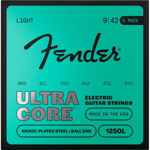 Fender USA ULTRACORE ELECTRIC GUITAR STRINGS NICKEL PLATED STEEL BALL END (1250L/9-42) 3 PACK (#0730250603)
