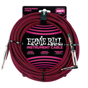 ERNIE BALL yH̃X[p[Z[z Braided Instrument Cable 25ft S/L (Black/Red) [#6062]
