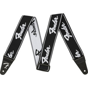 zB Fender USA yNX}XZ[z WEIGHLESS RUNNING LOGO STRAP (BLACK/WHITE)(#0990642074)