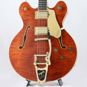 GRETSCH Professional Collection Broadkaster LX Figured Center Block with String-Thru Bigsby and Gold Hardware (Bourbon Stain/Ebony)