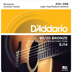 DfAddario 80/20 Bronze Round Wound Acoustic Guitar Strings EJ14 (Light TopCMedium Bottom/12-56)